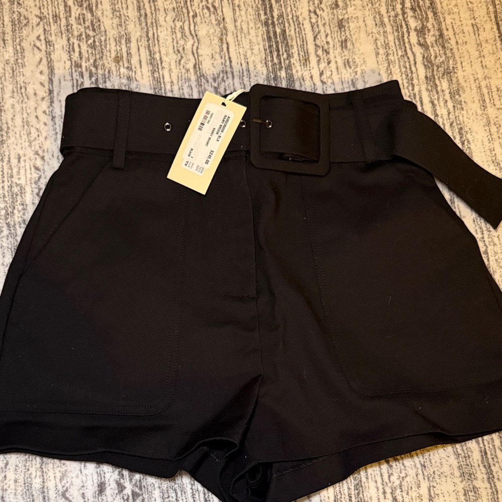 Ramy Brook High Waist Black Shorts with Belt